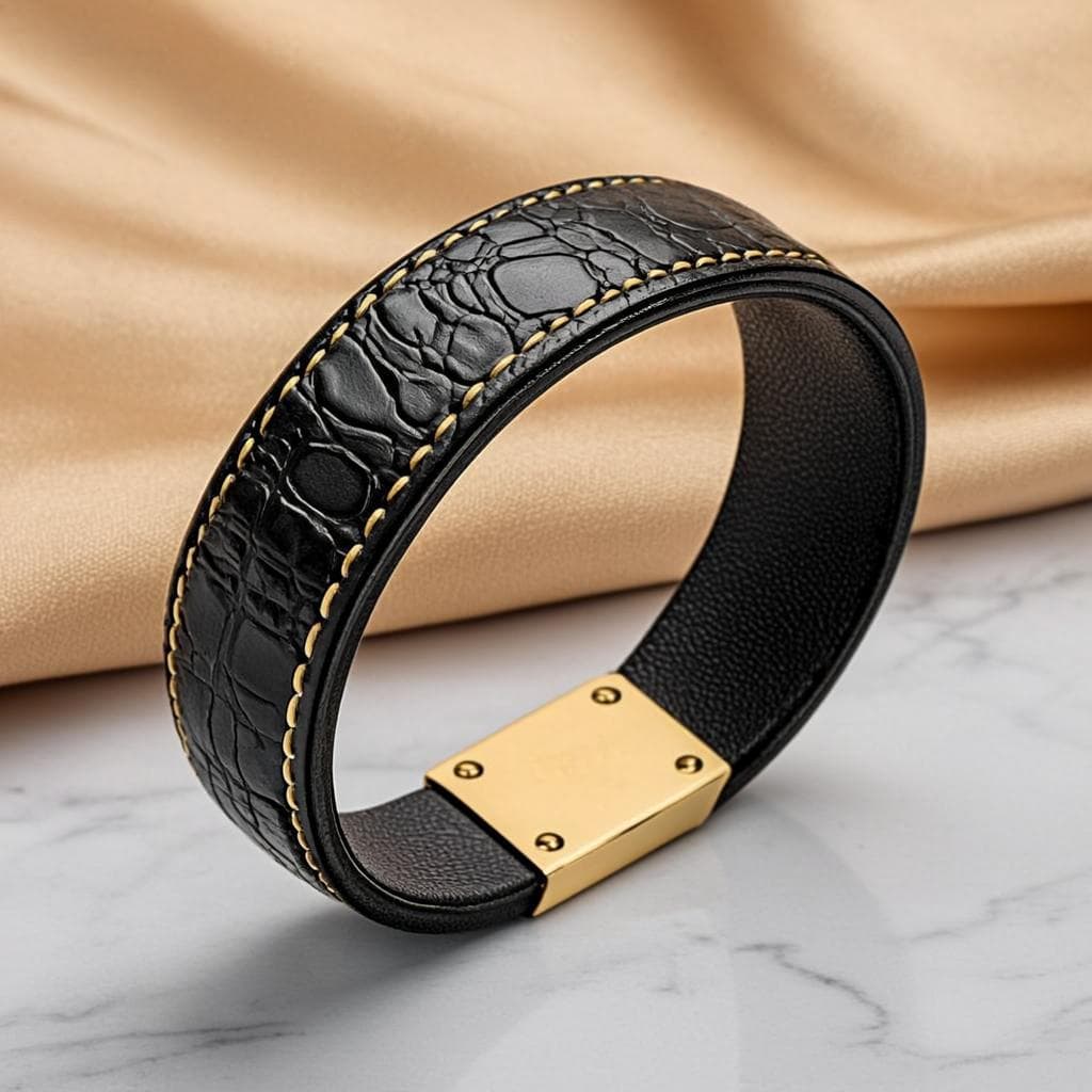 Bracelet Bourbon Croco — Bracelet cuir