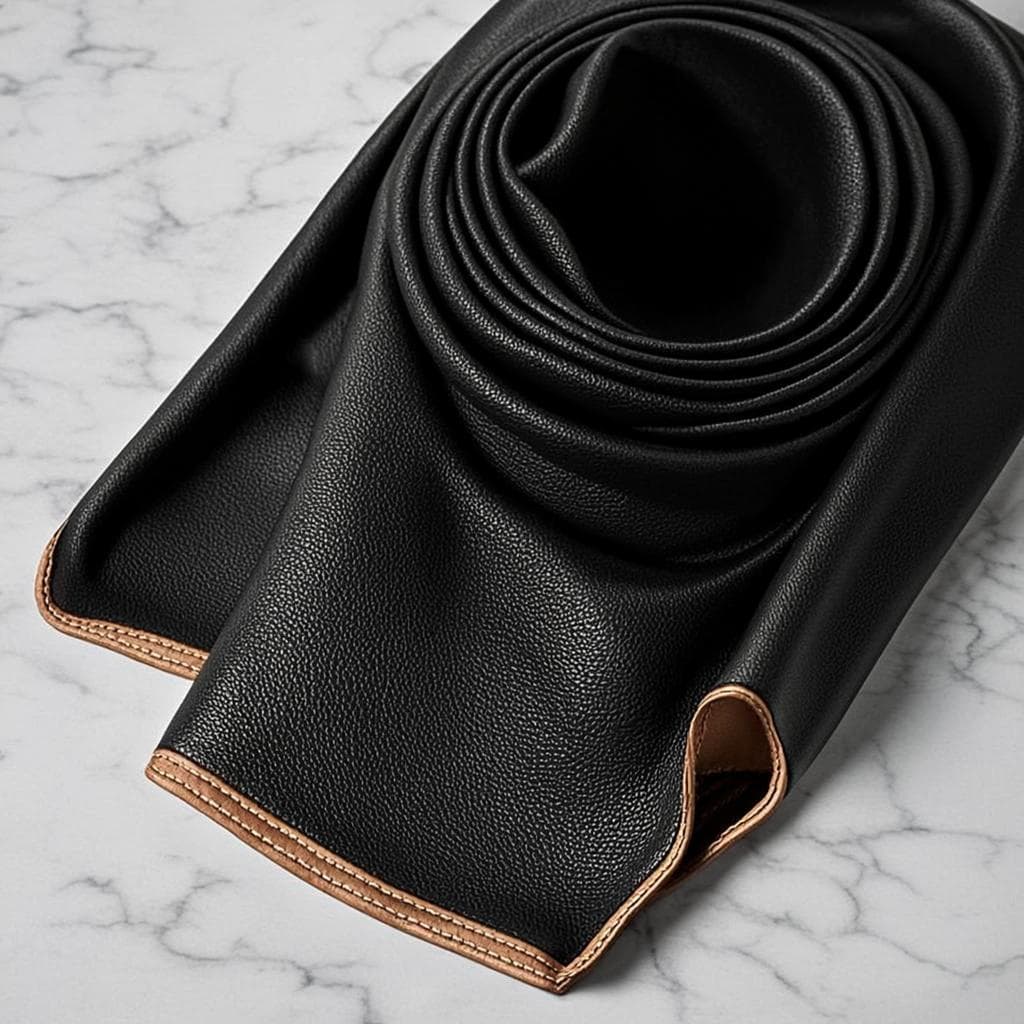 Écharpe Foulard Noir Or — Foulard cuir