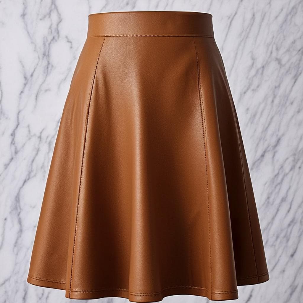 Jupe Trapèze Caramel — Jupe cuir