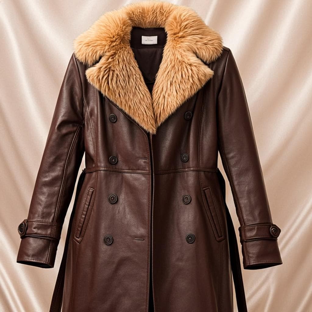 Trench Cuir Sable — Trench cuir