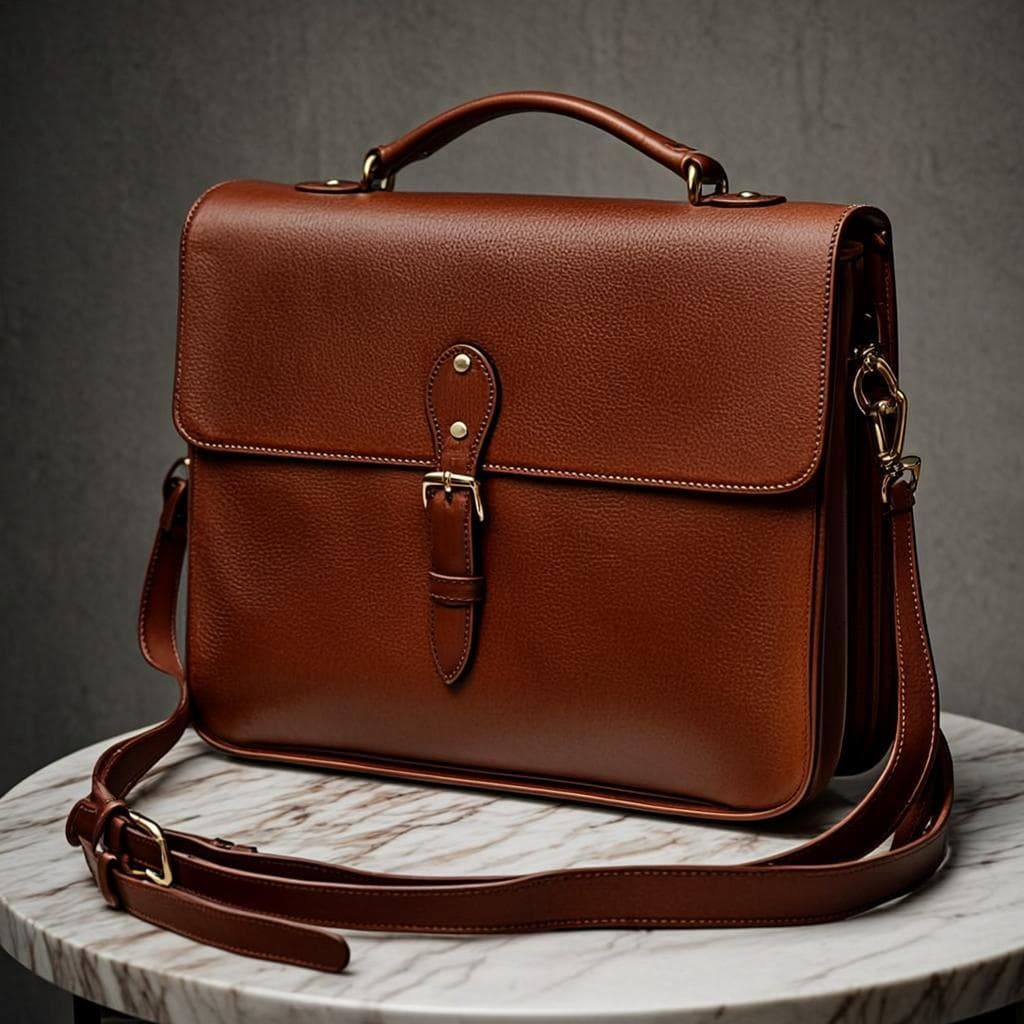 Cartable Bastille Cognac — Cartable cuir
