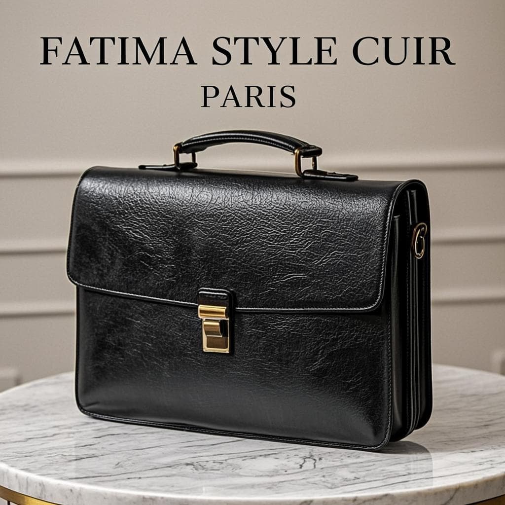 Cartable Académie Noir — Cartable cuir