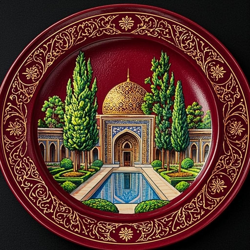 Plat Cuir Laqué d'Ispahan — Plat décoratif