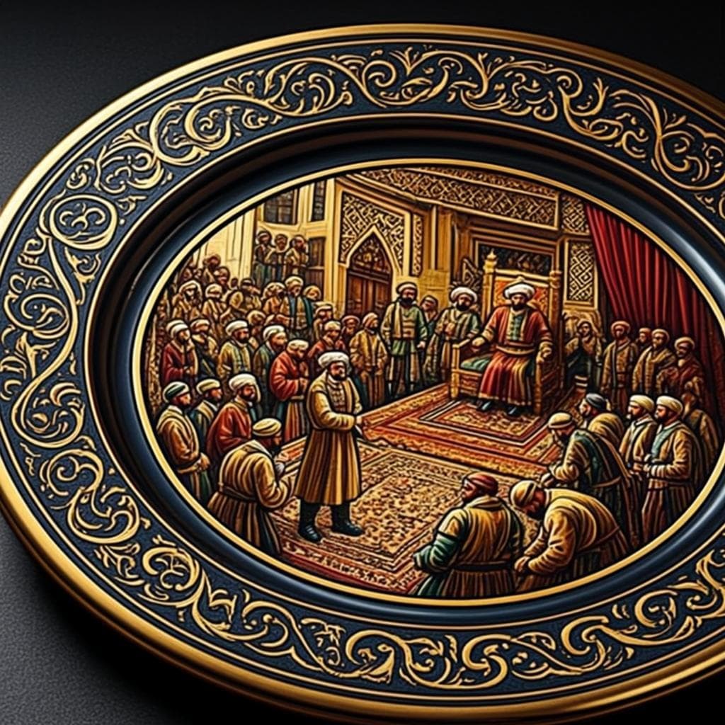 Plat d'Ispahan Cuir Or — Plat décoratif royal