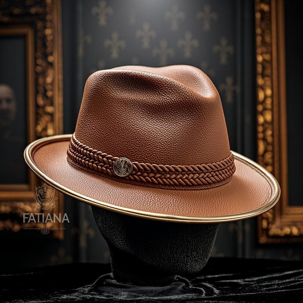 Chapeau Canotier Cuir Tressé — Chapeau canotier